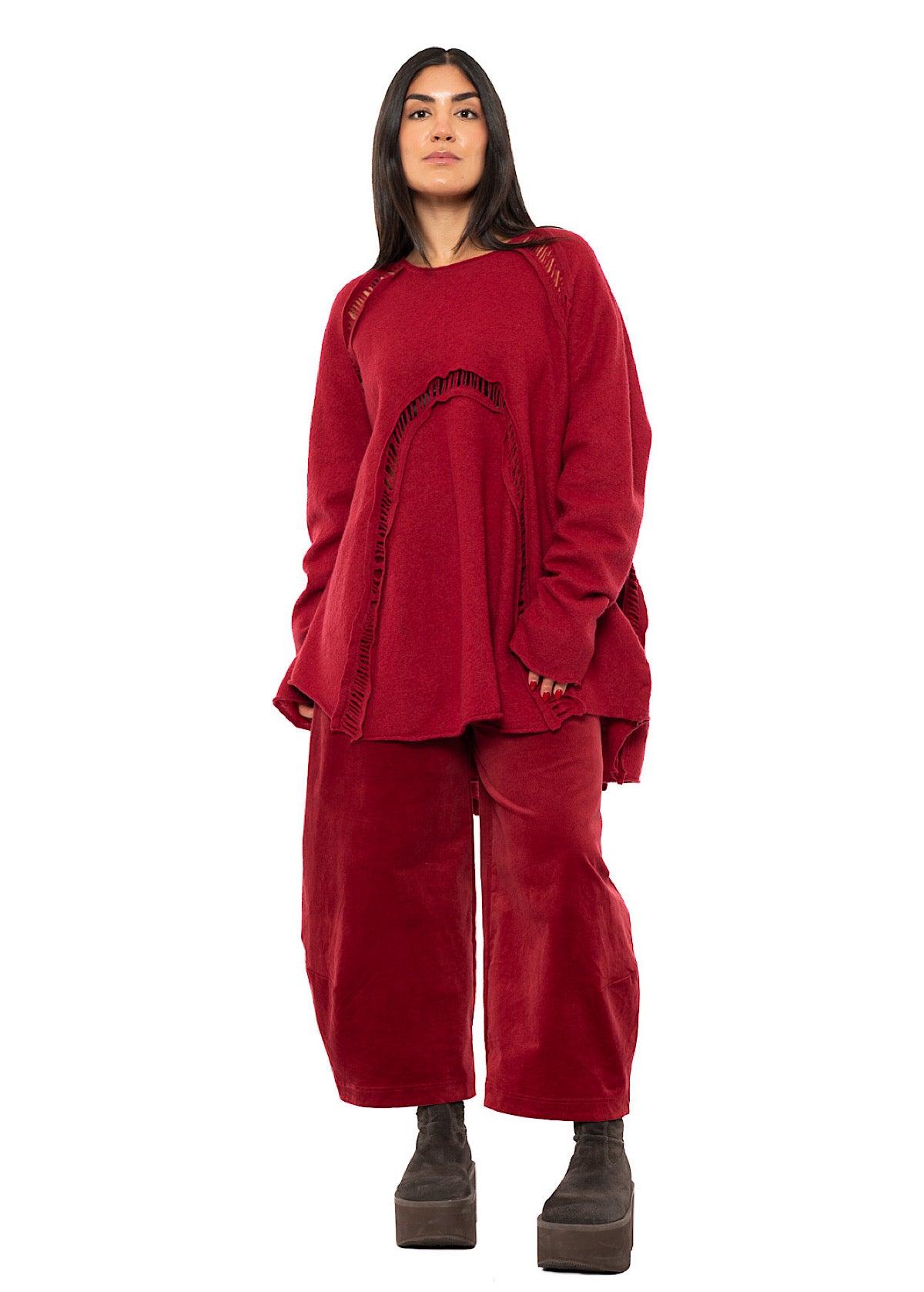 BOILED WOOL LADDER STITCH TUNIC