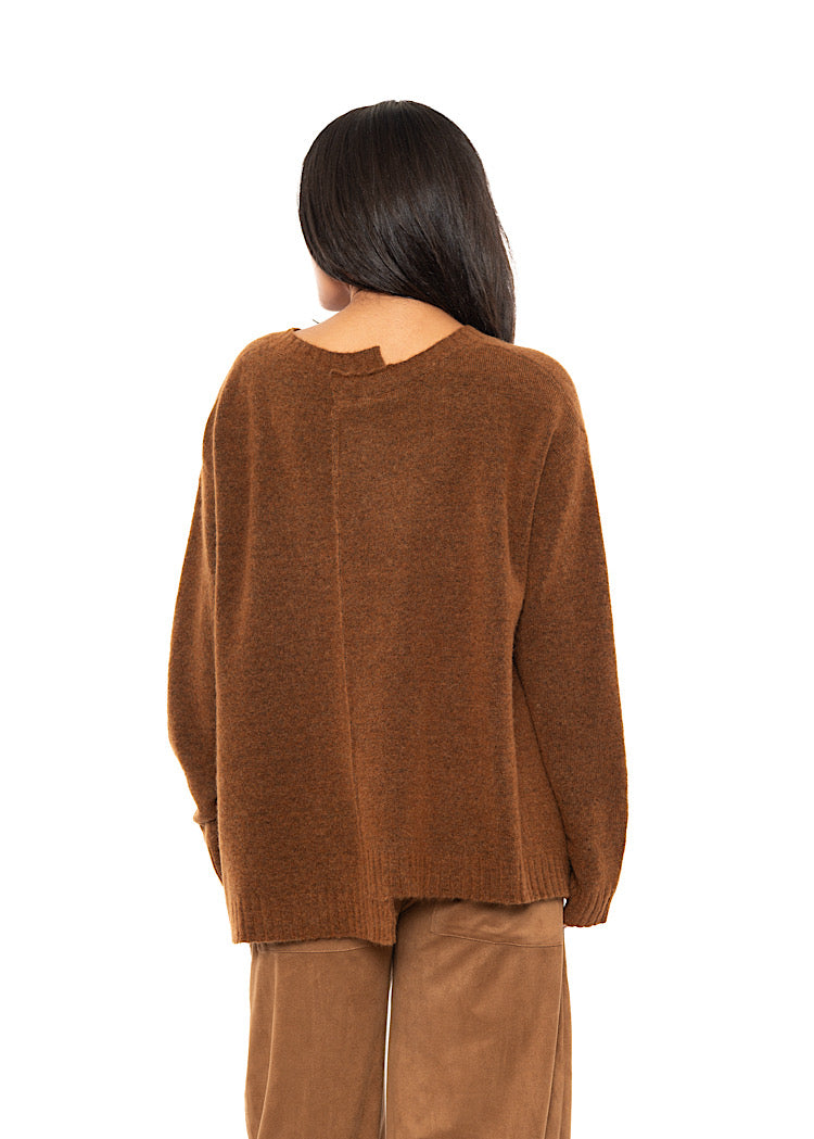BRUSHED MÉLANGE KNITTED PULLOVER