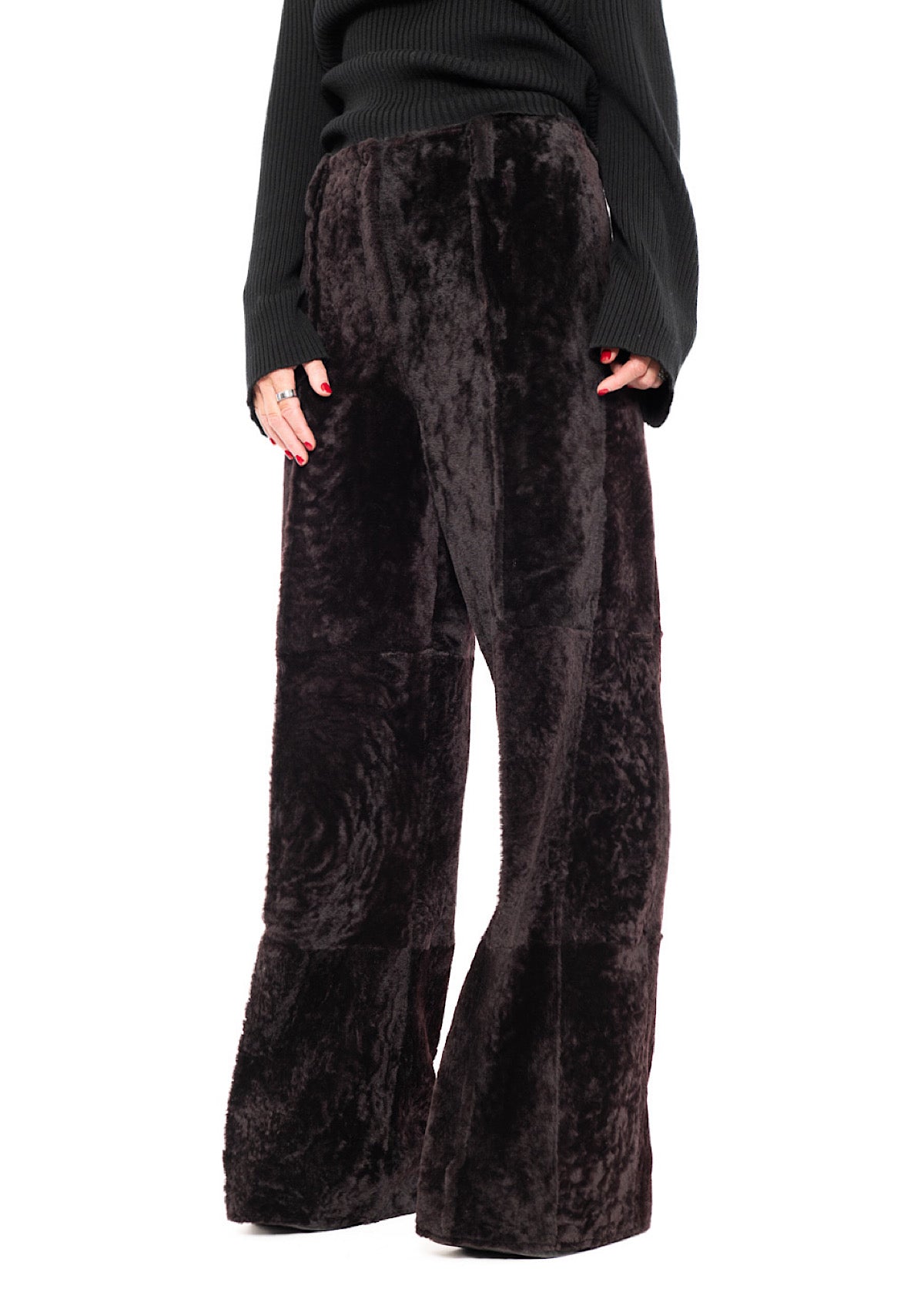 WIDE FUR LEATHER TROUSER