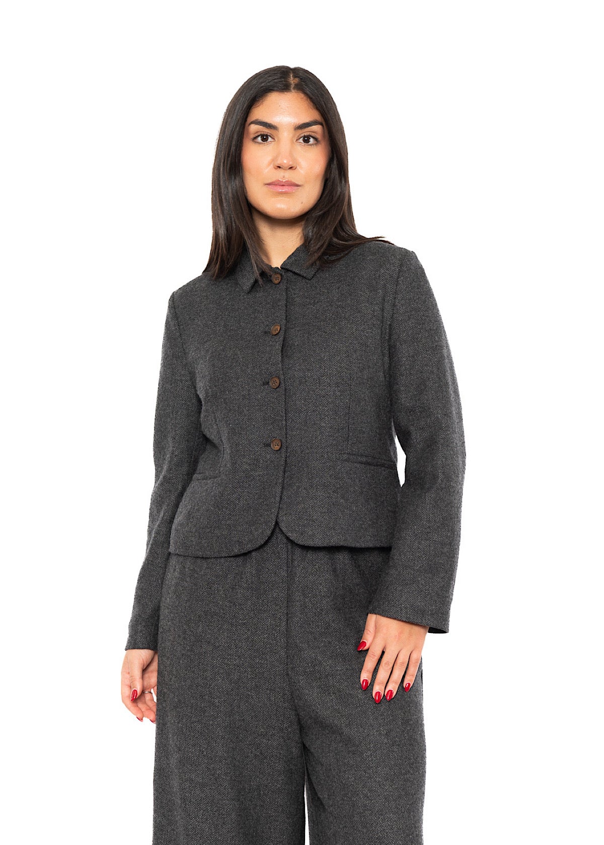CROPPED HERRINGBONE GINNY JACKET