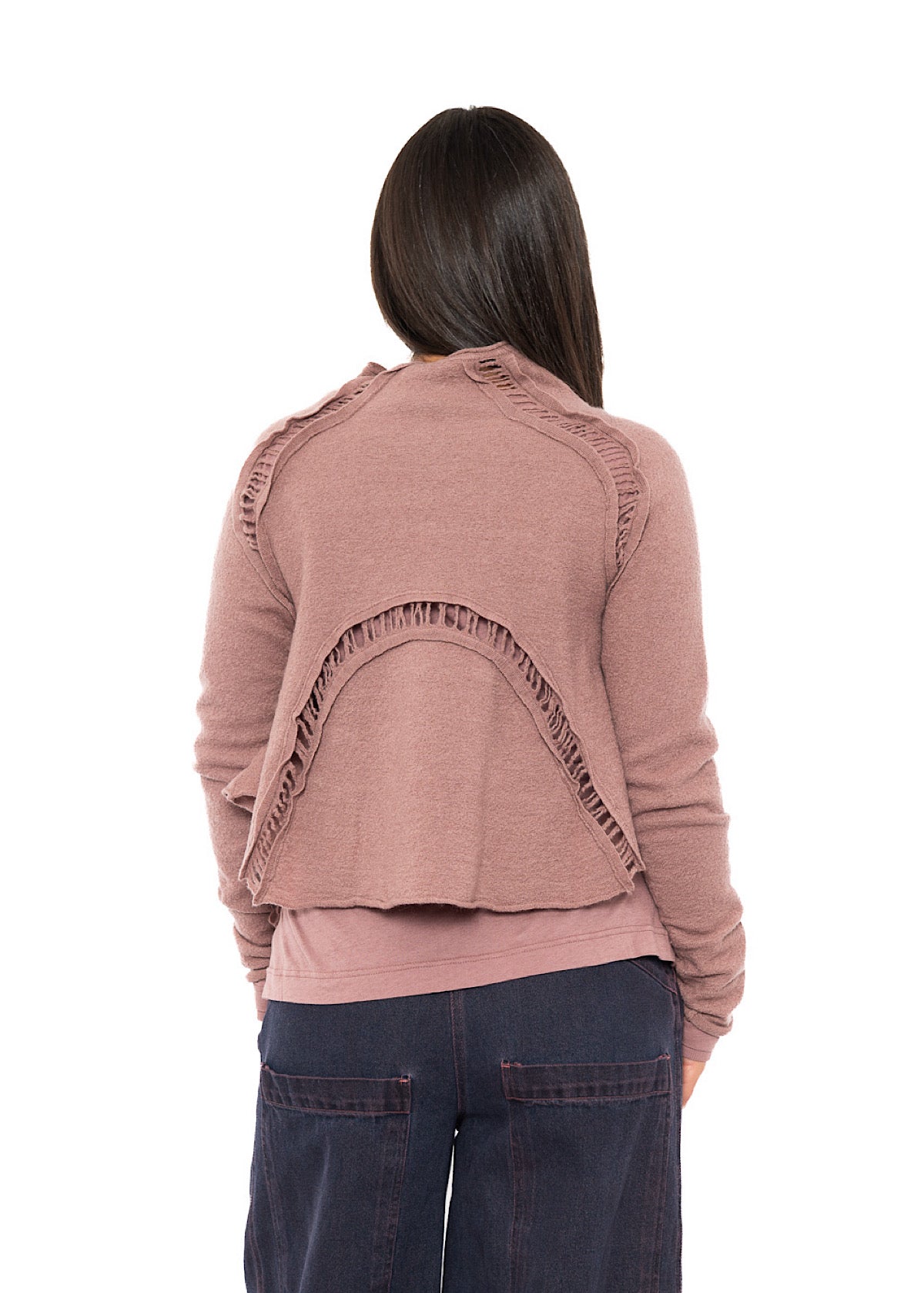 CROPPED BOILED WOOL CARDIGAN