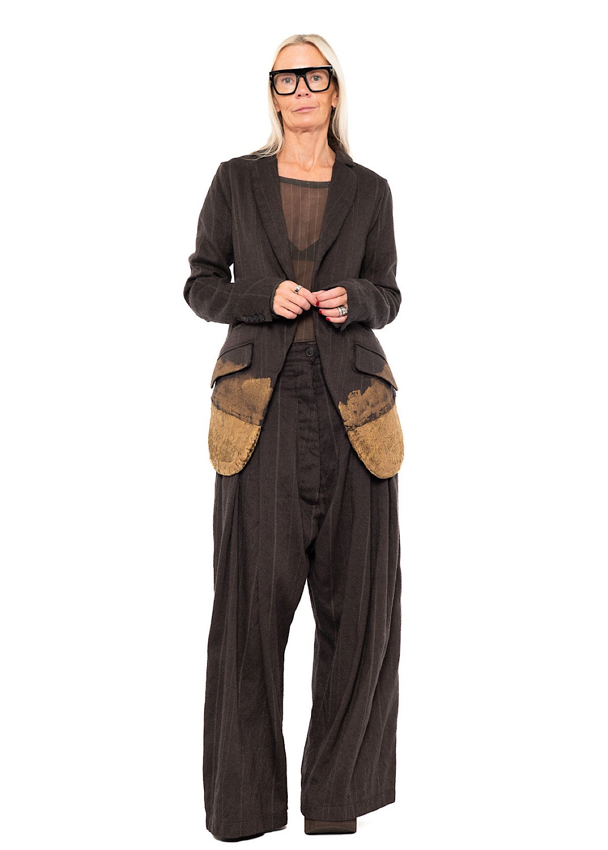 GOLDFARBEN BEMALTE Jacke MIT FEINEN NEBELSTREIFEN