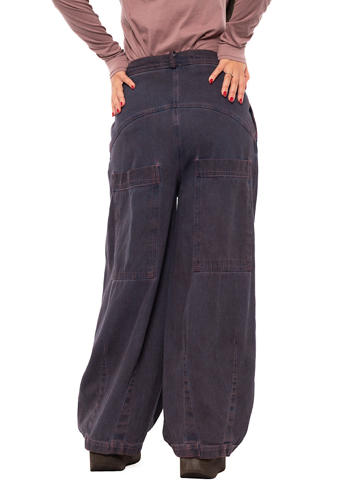 GARMENT-DYED DENIM WIDE LEG TROUSER