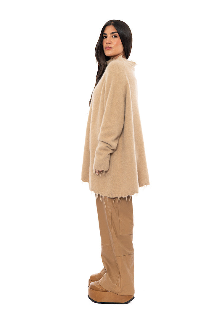 OVERSIZED FOX WOOL SILK KNITTED TUNIC