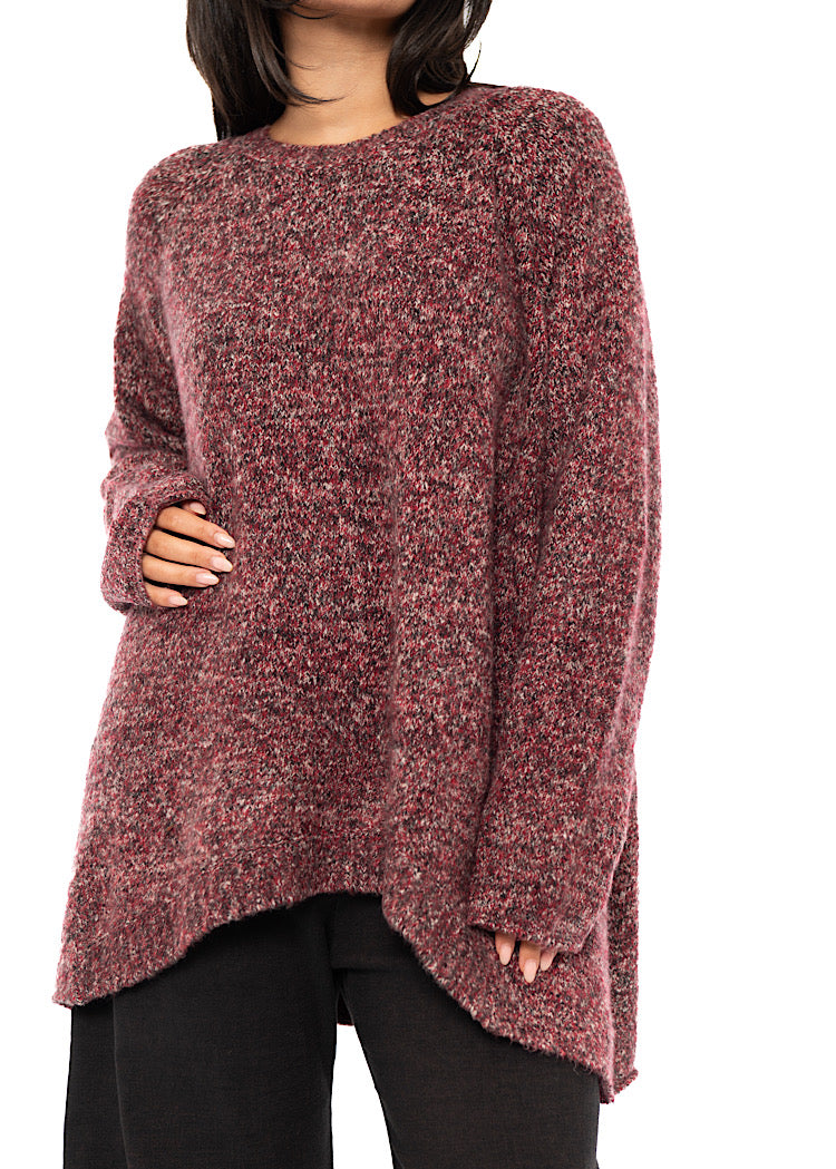 MÉLANGE KNIT ASYMMETRIC PULLOVER