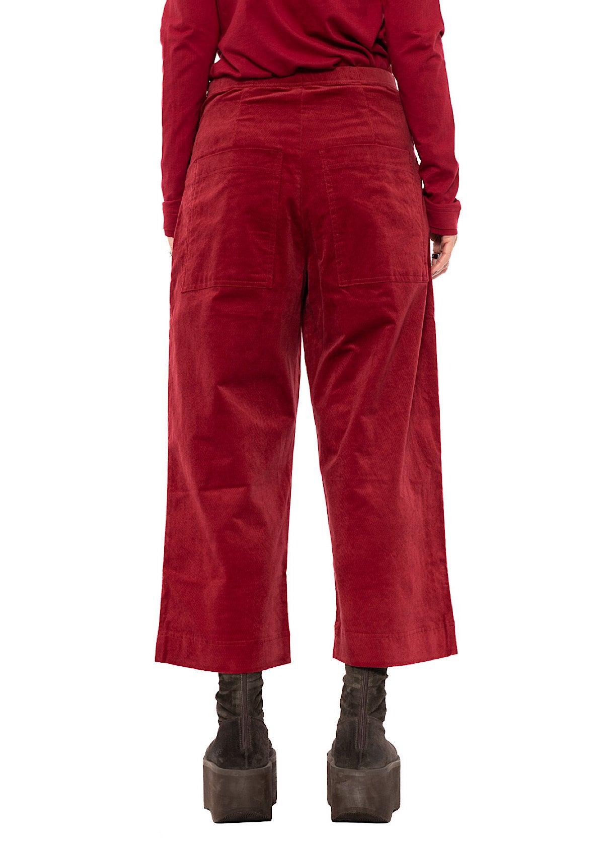 STRETCH-VELVET WIDE LEG TROUSER