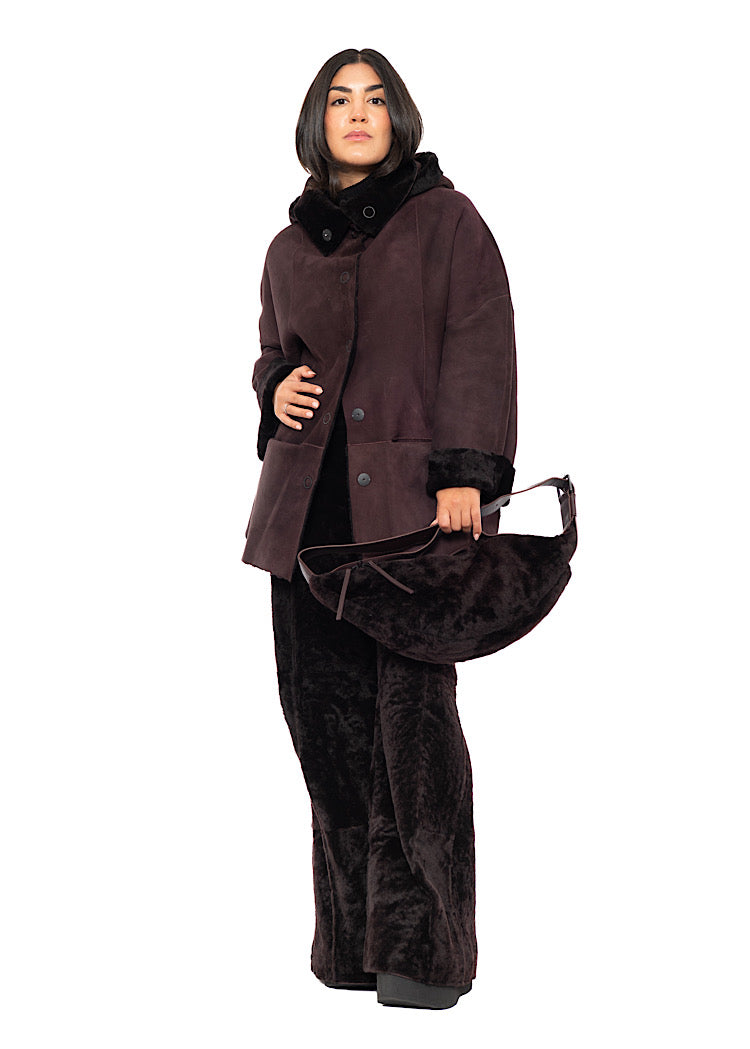 CROSSBODY FUR-FINISHED LEATHER BAG