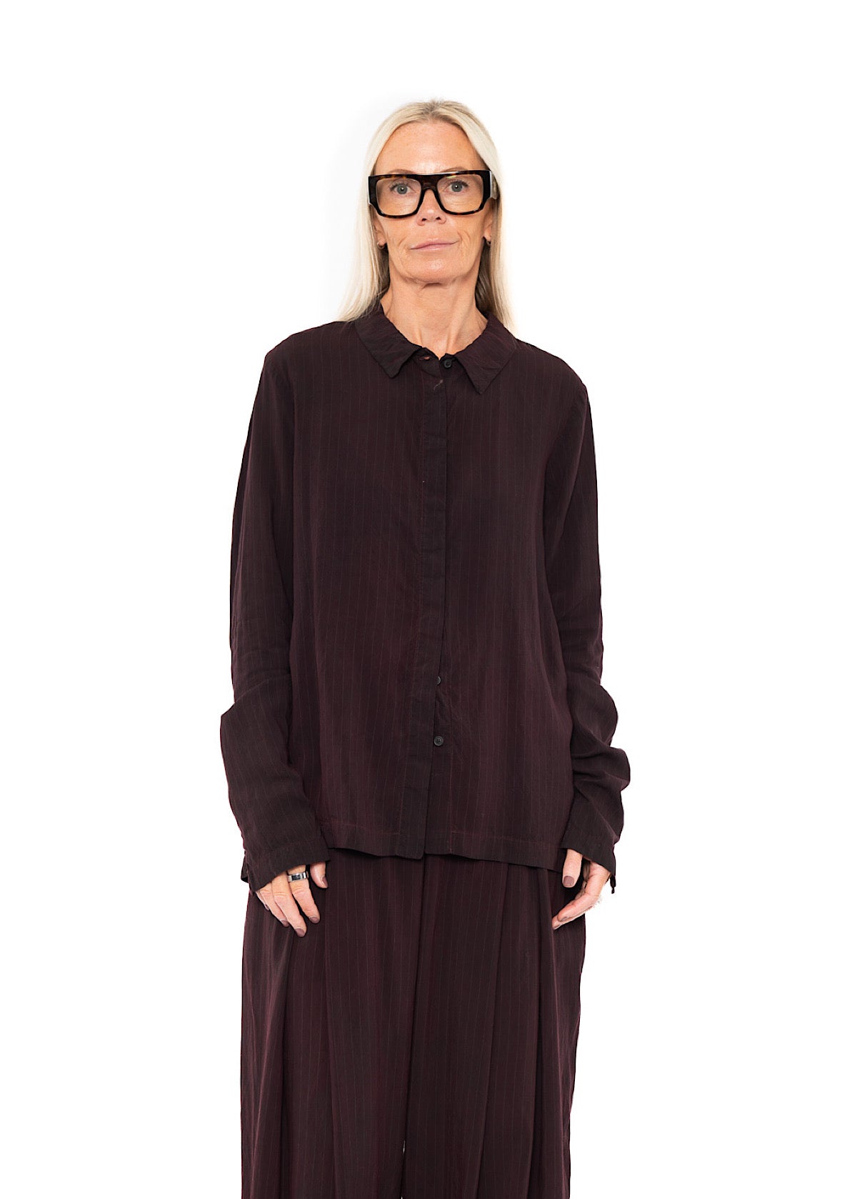 PINSTRIPE VISCOSE-SILK SHIRT