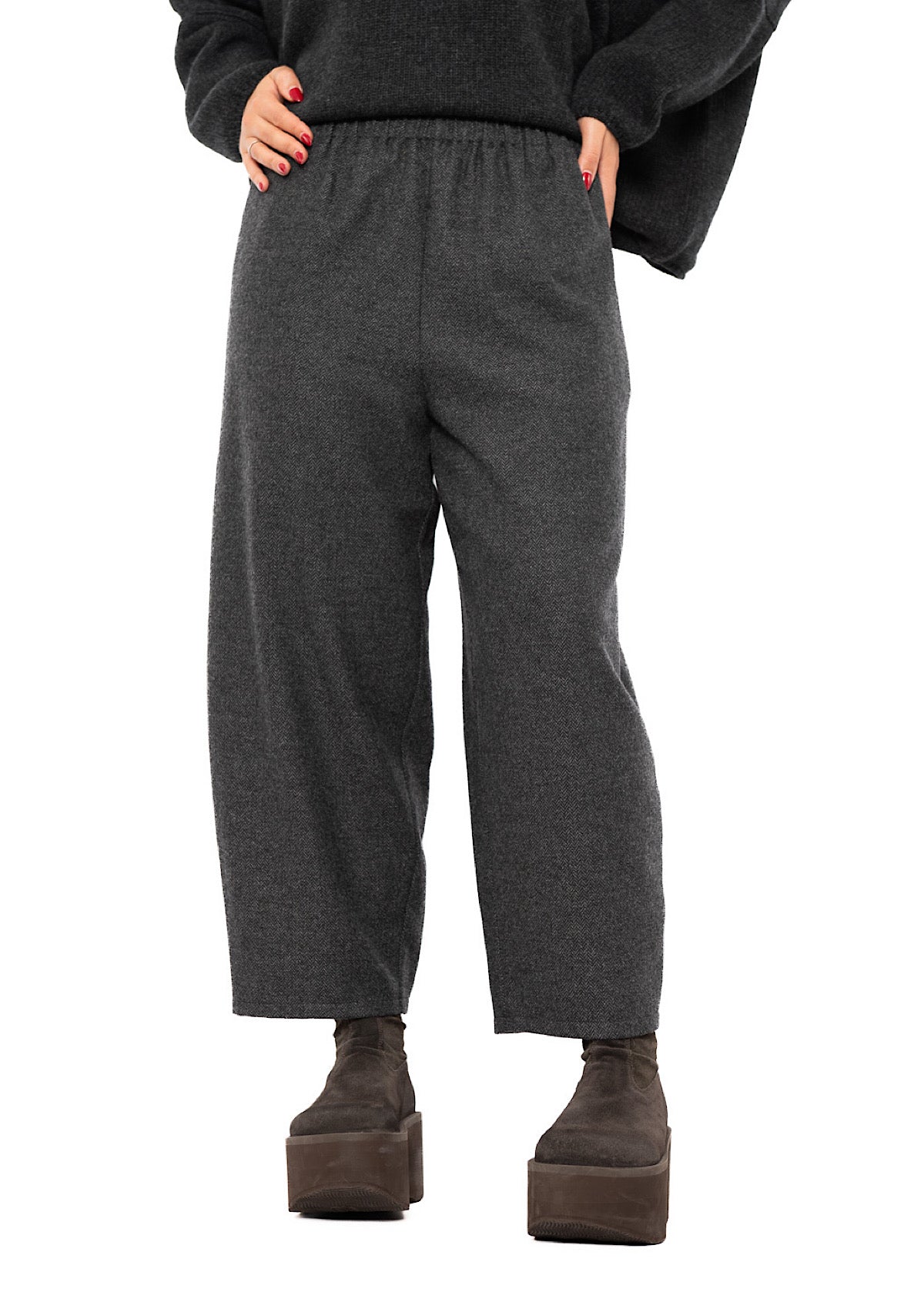 HERRINGBONE WOOL BLEND FOSCO TROUSER