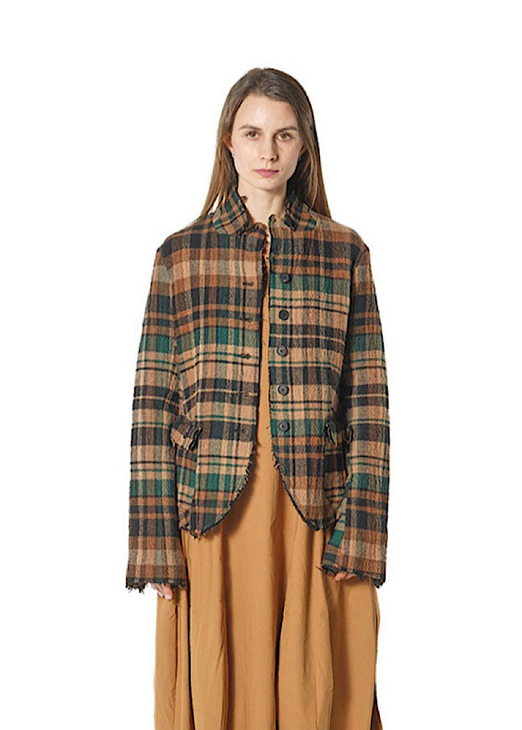 CL FITTED CHECK WOOL JACKET