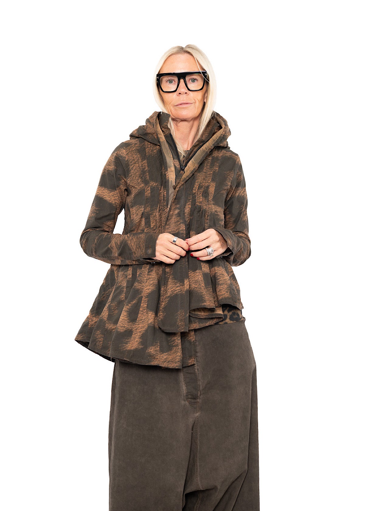 ASYMMETRIC STRETCH LEOPARD PRINT JACKET
