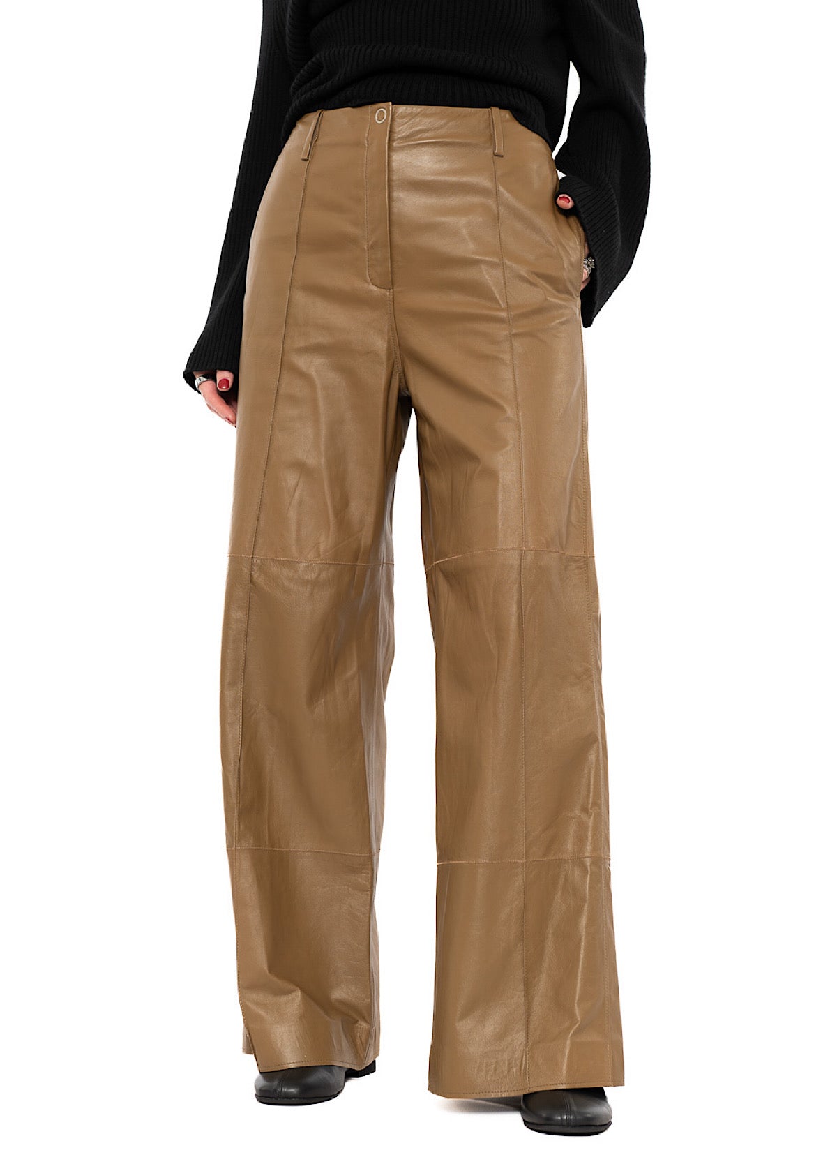 SIGNATURE WIDE LEG LEATHER TROUSER