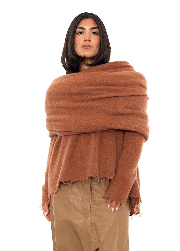 OVERSIZED FRAYED KNIT SCARF