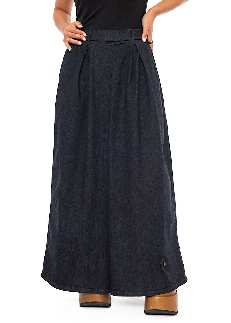 STRETCH PLEATED WIDE-LEG TROUSER