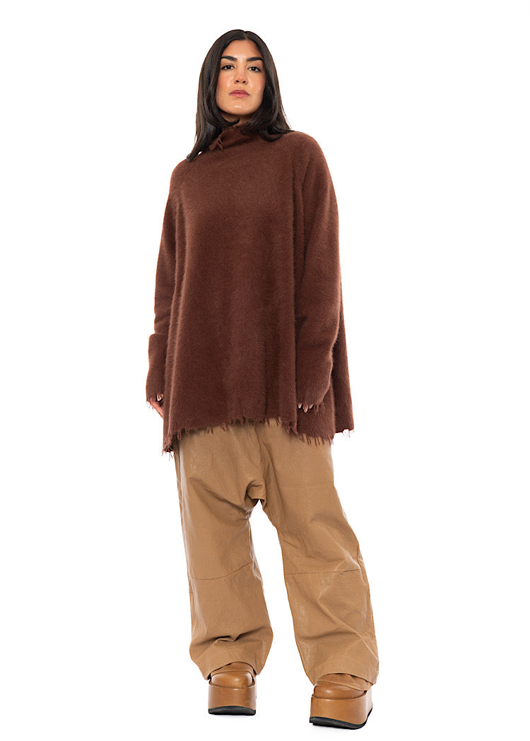OVERSIZED FOX WOOL SILK KNITTED TUNIC
