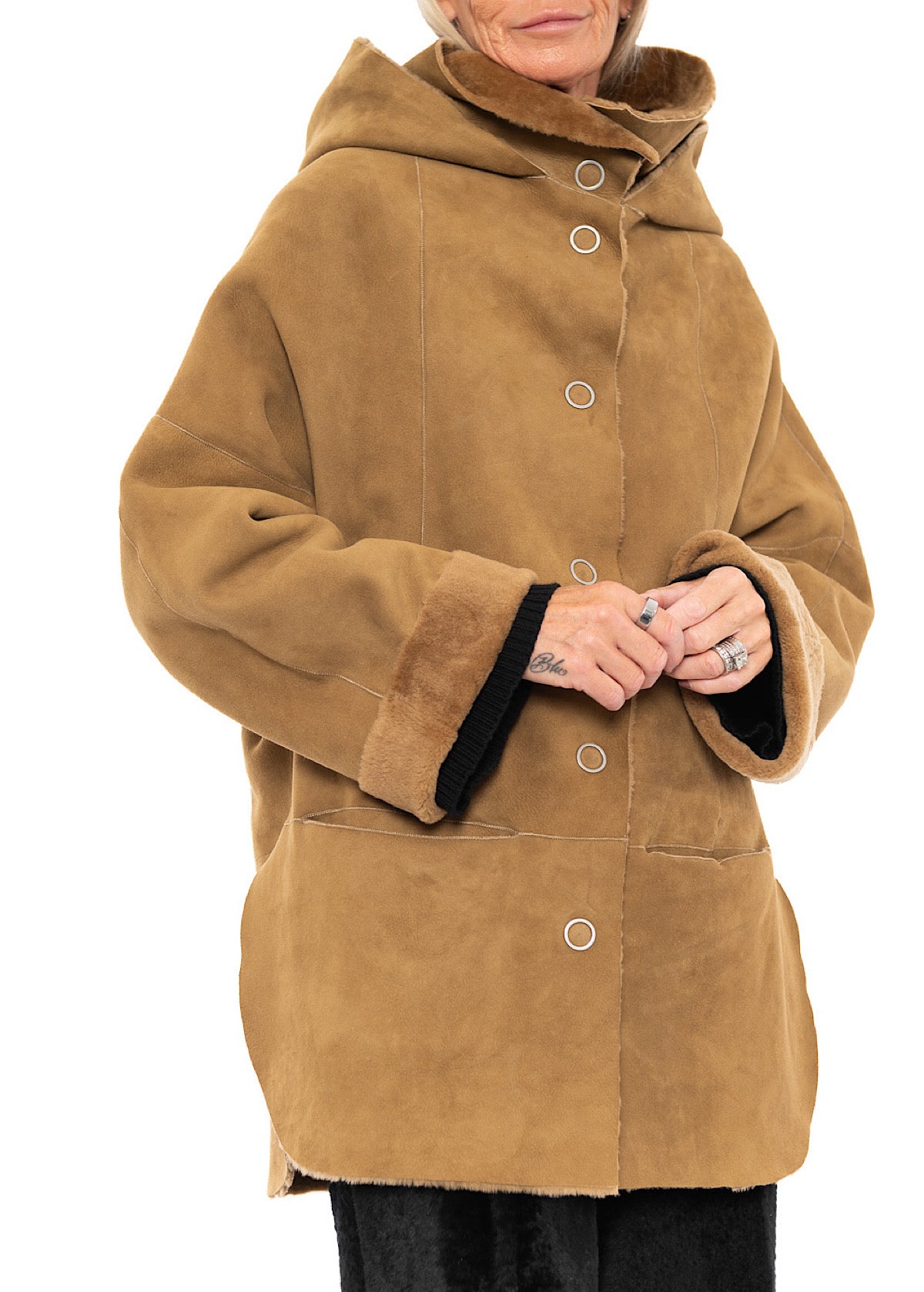 REVERSIBLE FUR HOODED JACKET