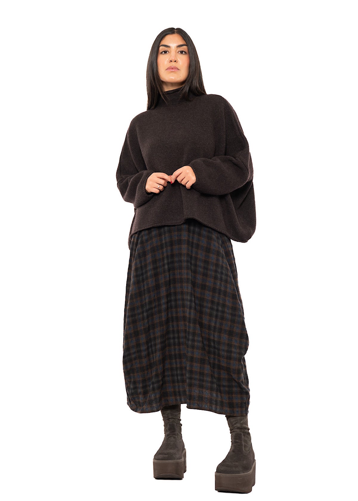 CHECKERED WOOL BLEND ISOTTA SKIRT