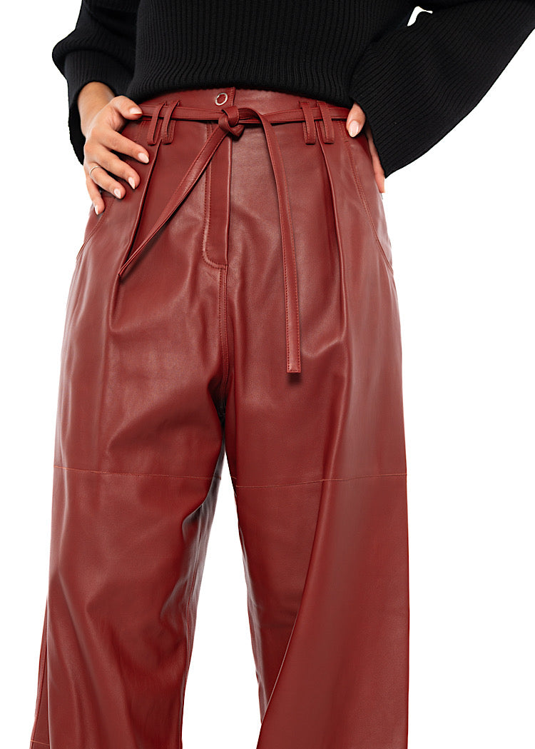 RELAXED WIDE LEG LEATHER TROUSER