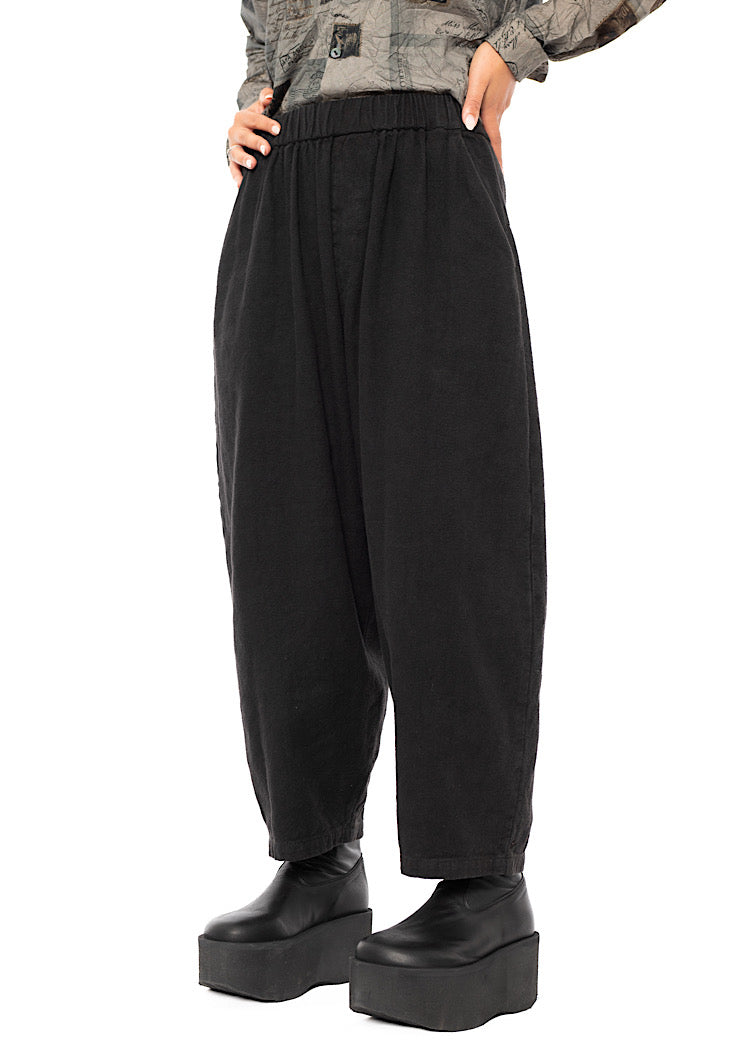 BRUSHED COTTON-LINEN BALLOON TROUSER