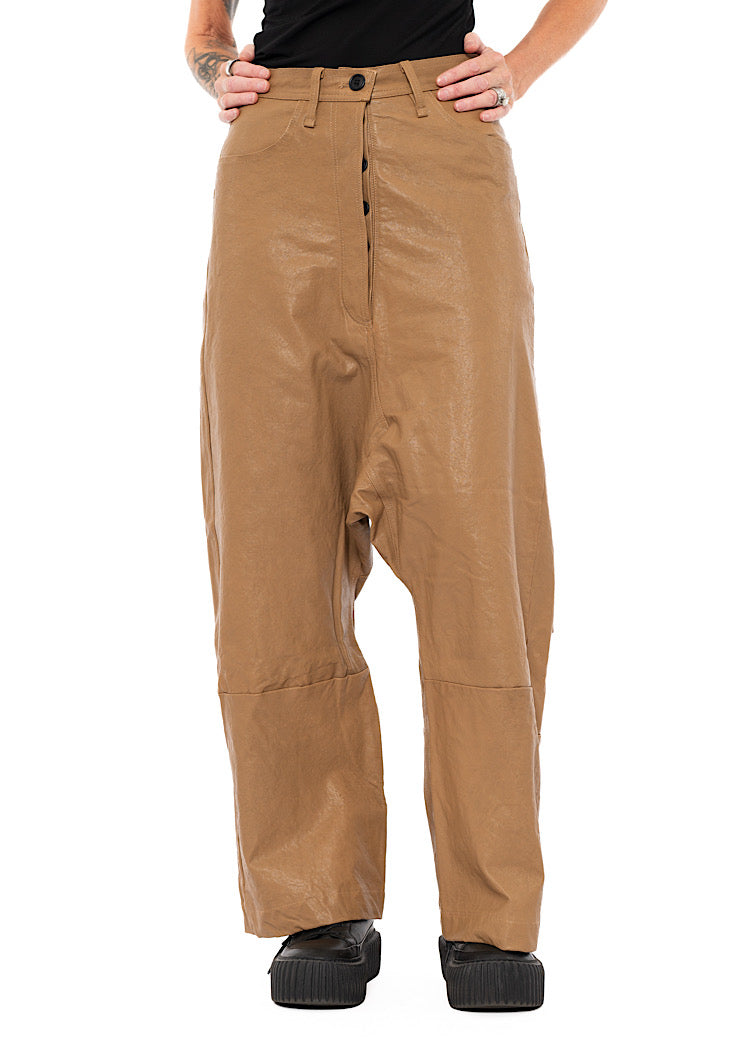 LEATHER DROP-CROTCH TROUSER