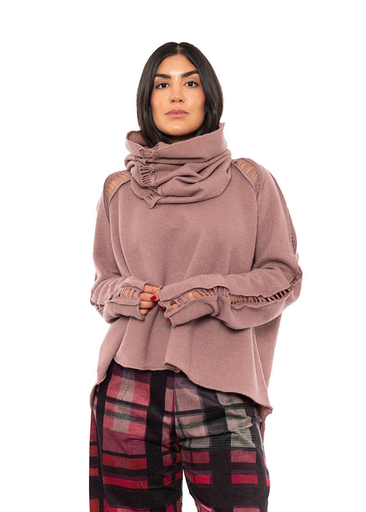 BOILED WOOL LADDER STITCH COLLAR
