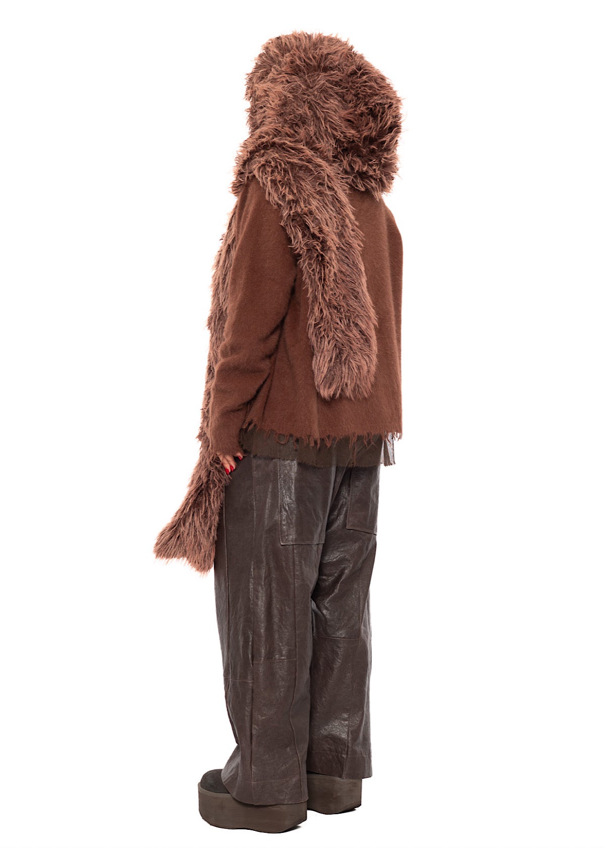 STATEMENT FAUX FUR HOODED SCARF