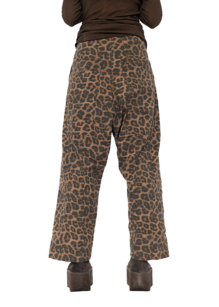 LEOPARD PRINT DROP CROTCH TROUSER