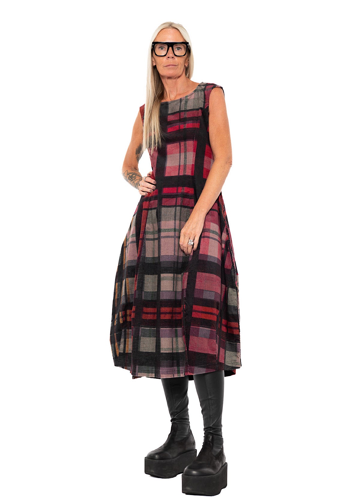 HERITAGE CHECK BALLOON DRESS