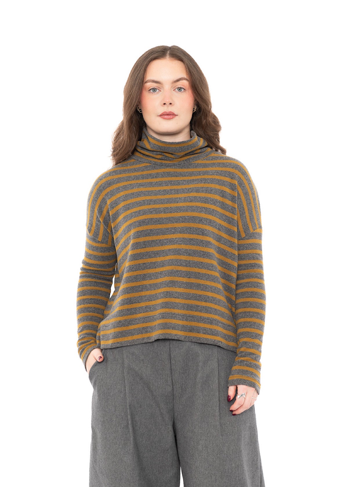 STRIPED COTTON-FLEECE MOYET PULLOVER
