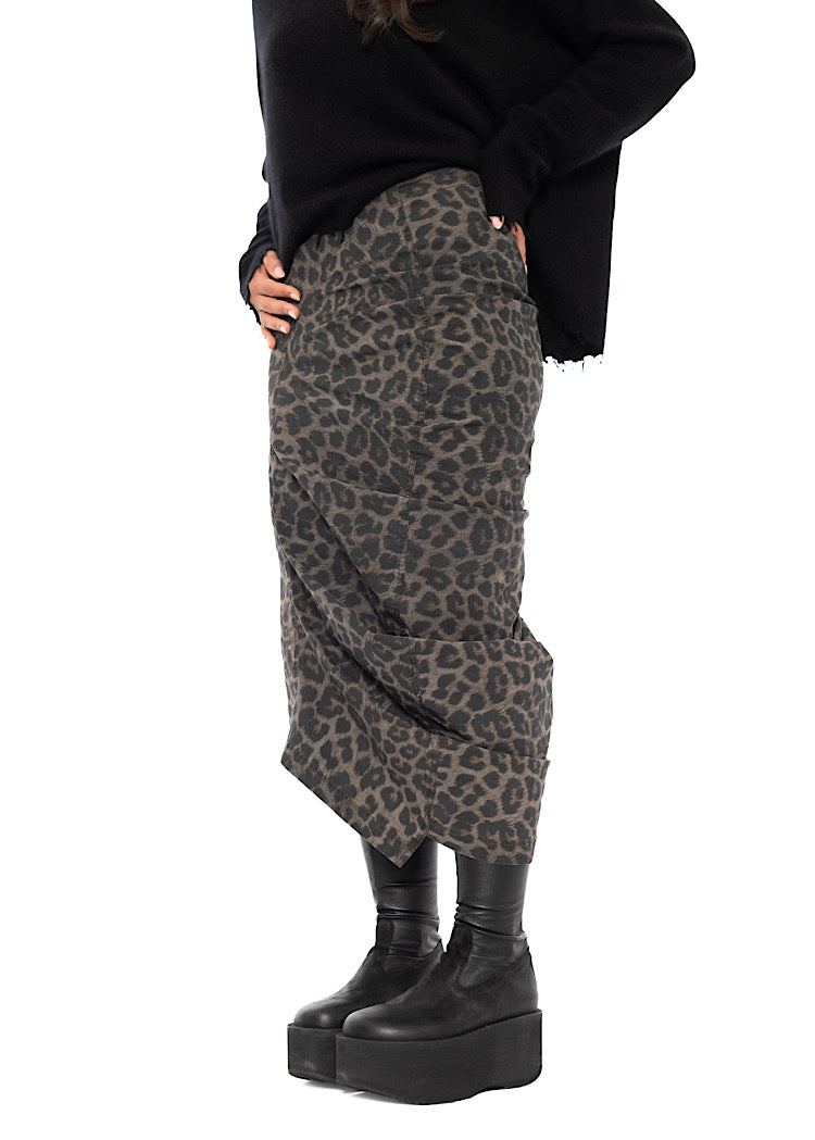 LEOPARD PRINT DRAPED TECHNO SKIRT