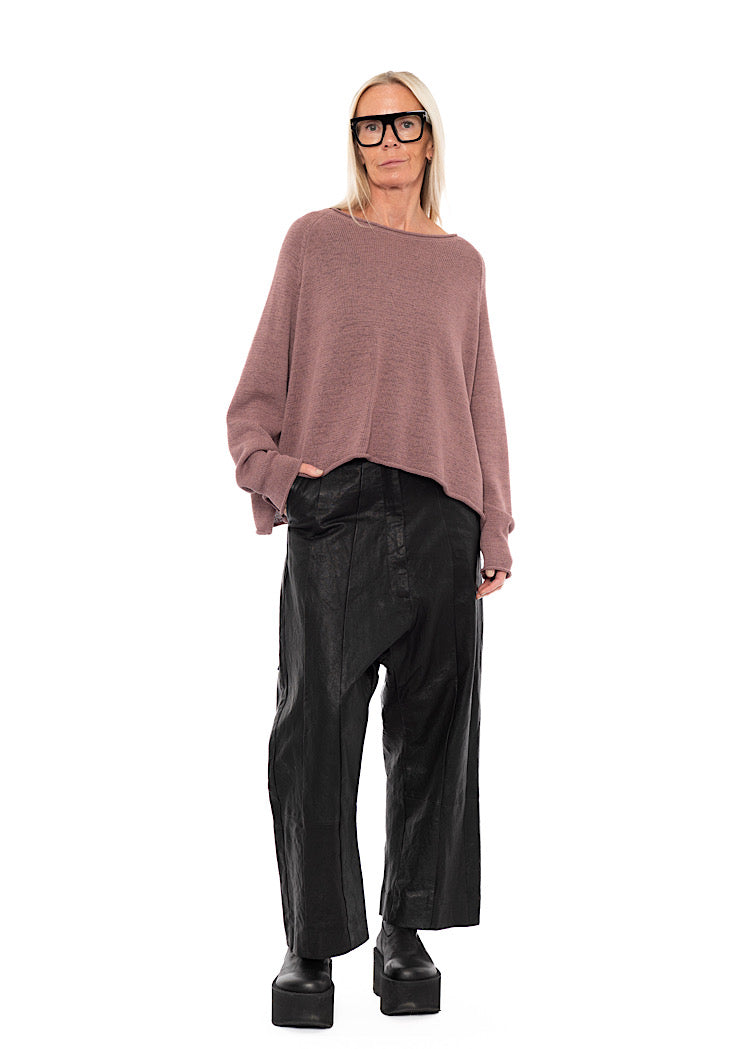 LINEN-BLEND KNITTED PULLOVER