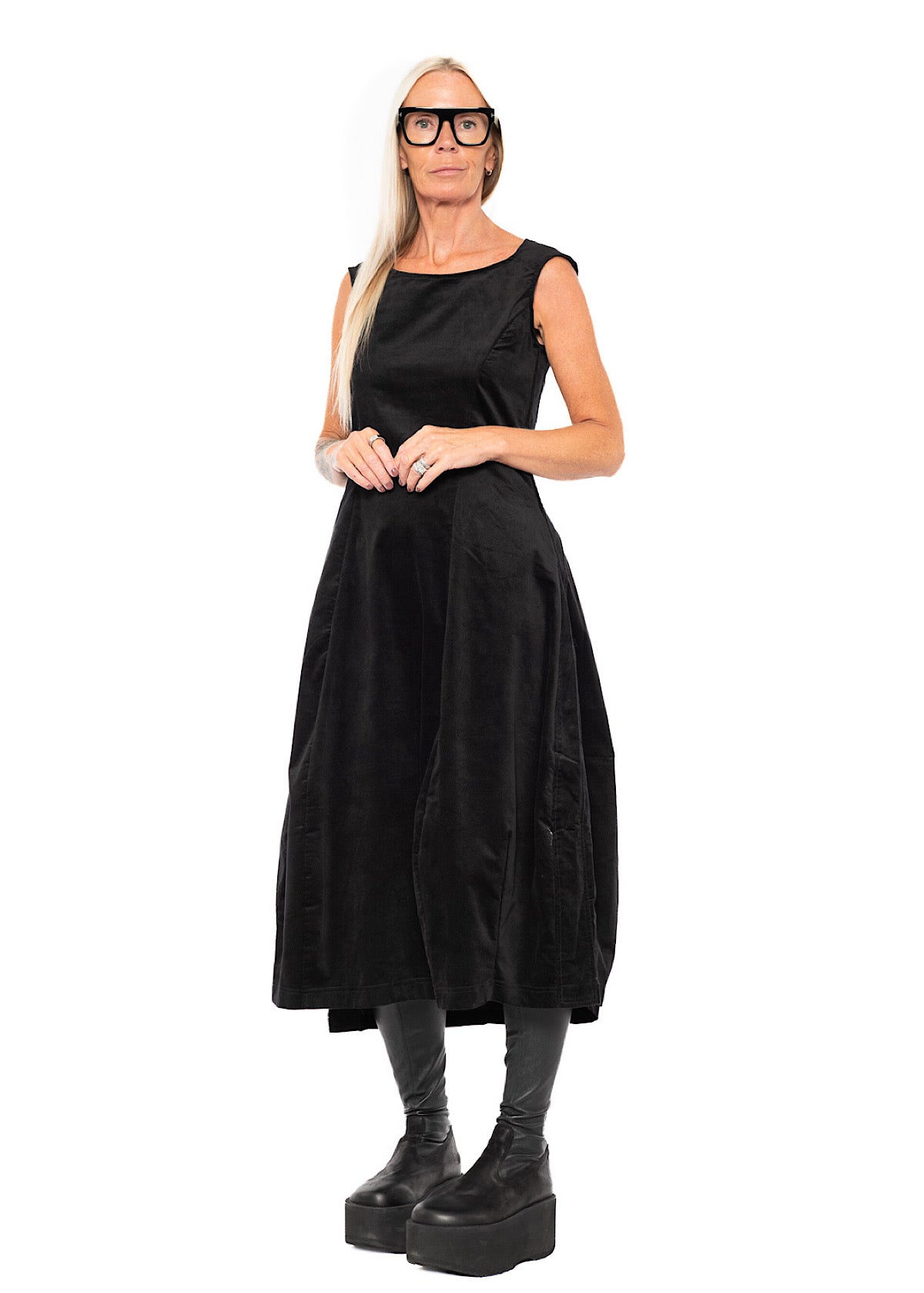 STRETCH-VELVET BALLOON DRESS