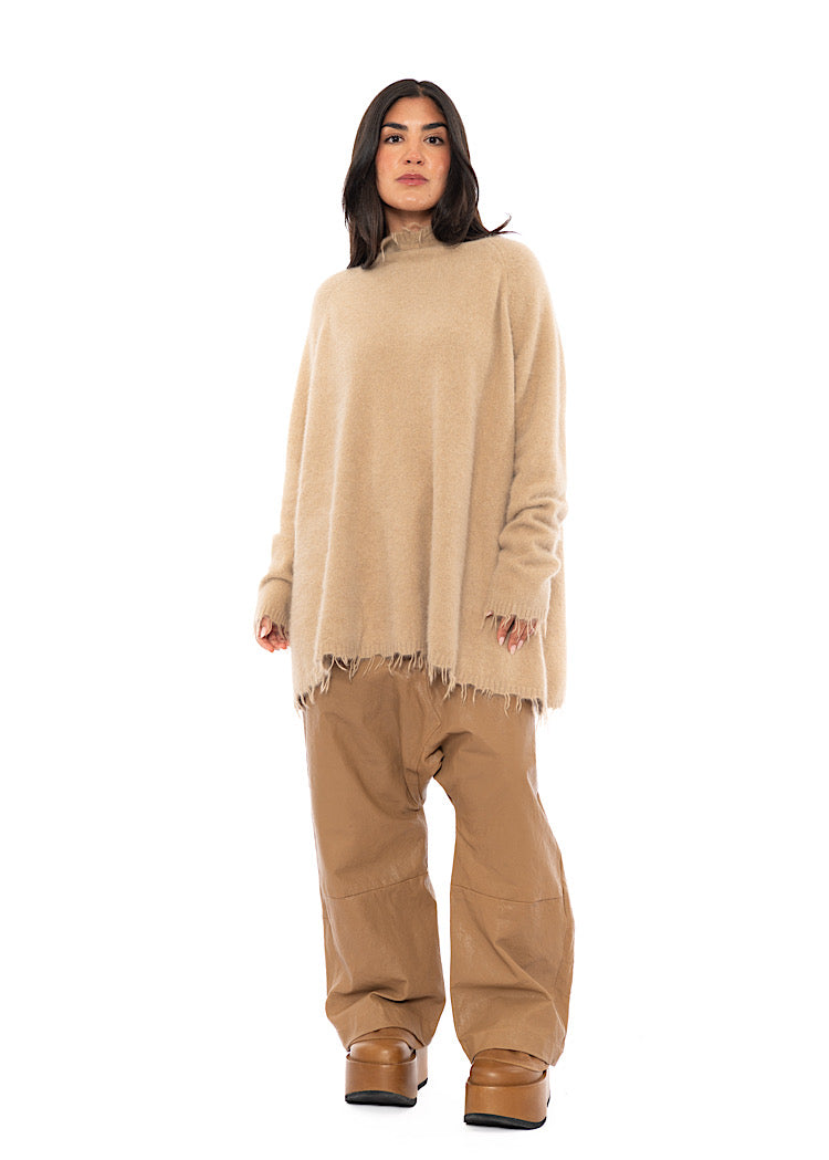 OVERSIZED FOX WOOL SILK KNITTED TUNIC