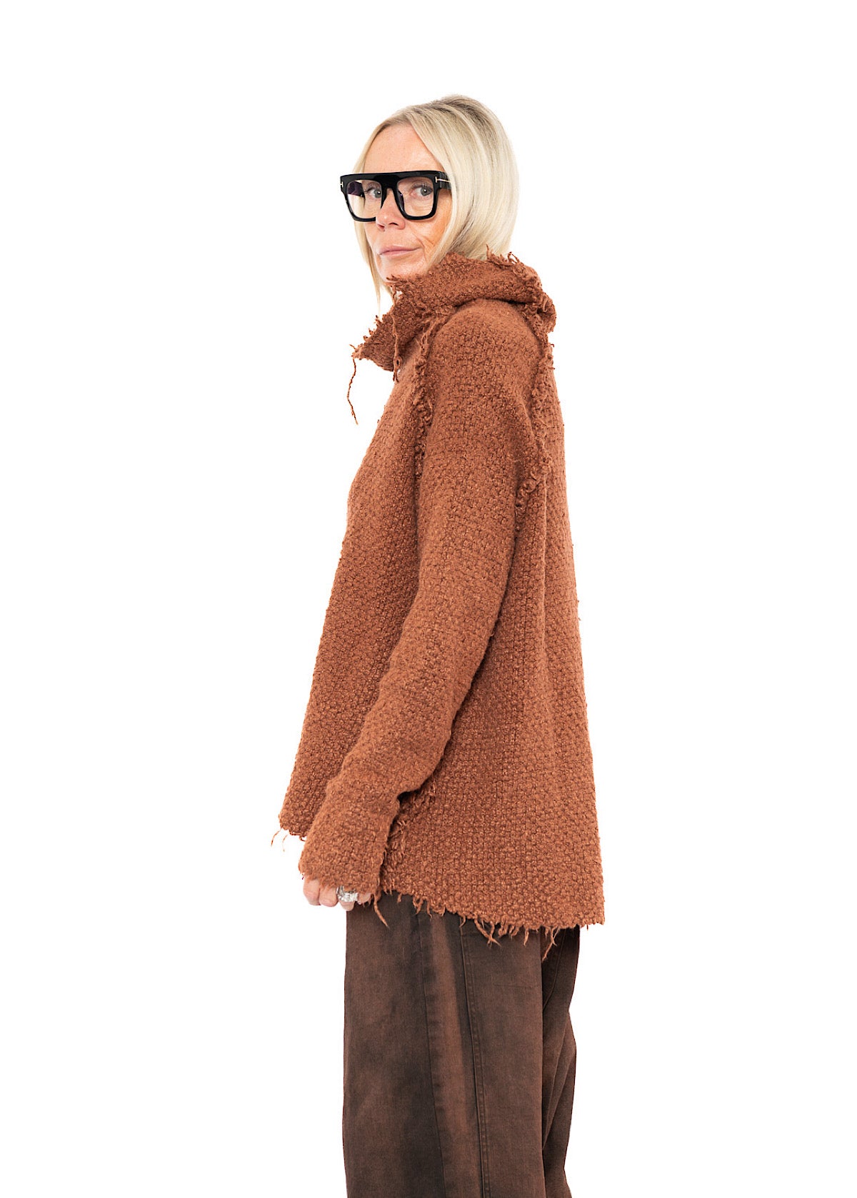 TEXTURED SILK KNIT PULLOVER