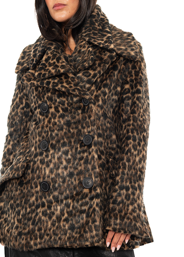 LEOPARD FAUX FUR COAT