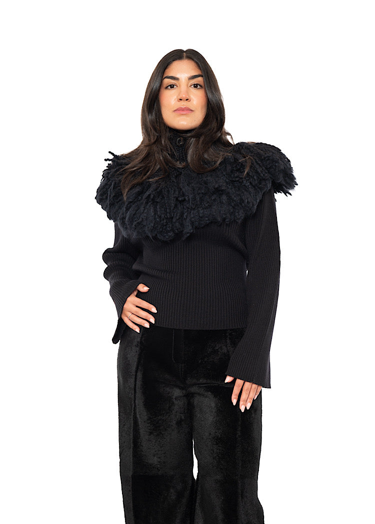 WOOL SILK CASHMERE KNIT COLLAR