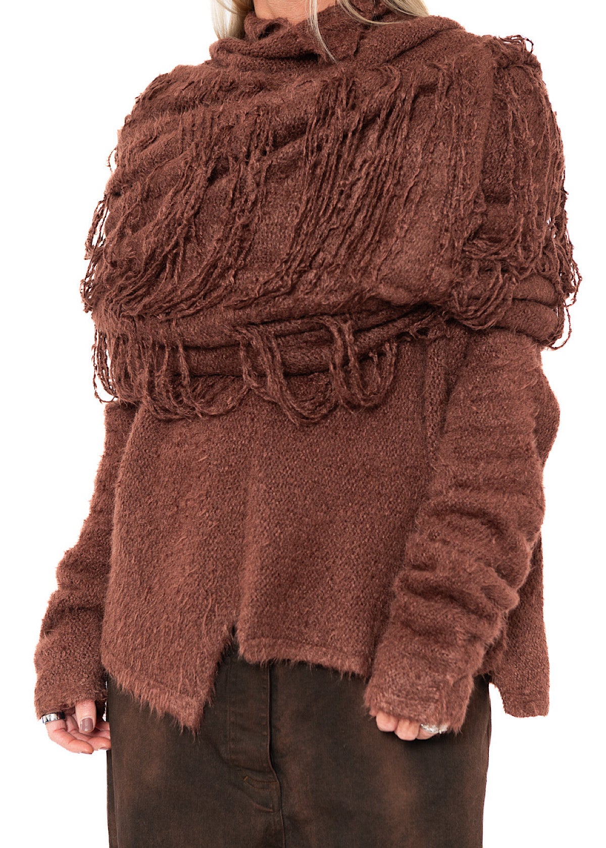LADDERED SILK KNIT SCARF