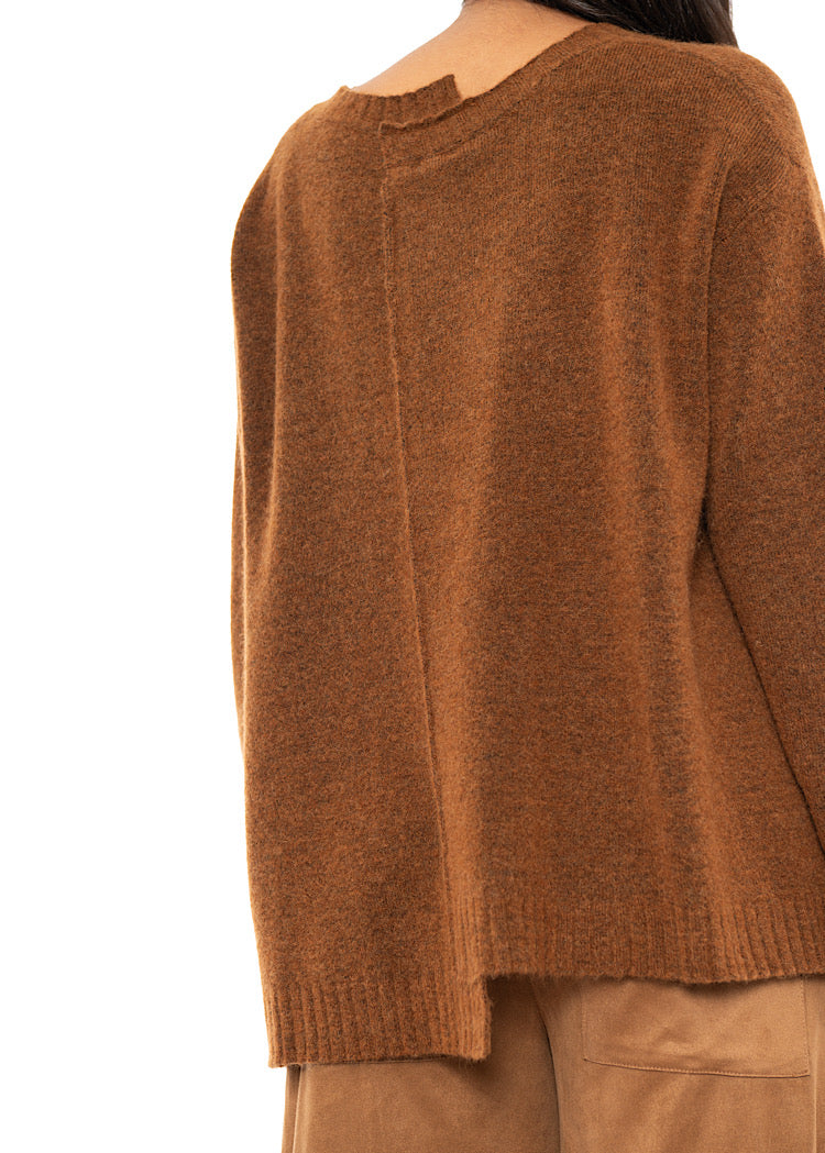 BRUSHED MÉLANGE KNITTED PULLOVER