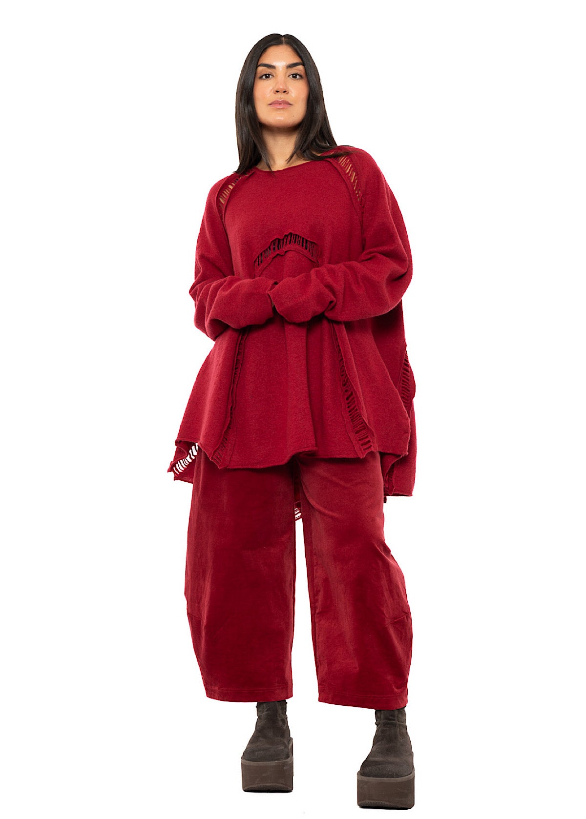 BOILED WOOL LADDER STITCH TUNIC