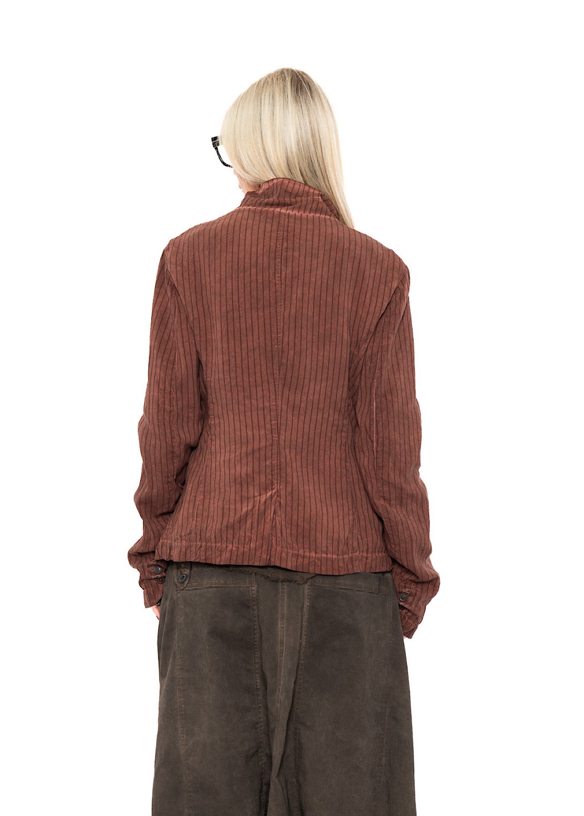 GARMENT-DYED SILK STRIPE JACKET