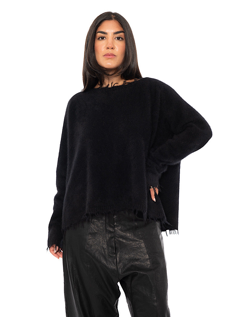 RELAXED FRAYED KNIT PULLOVER