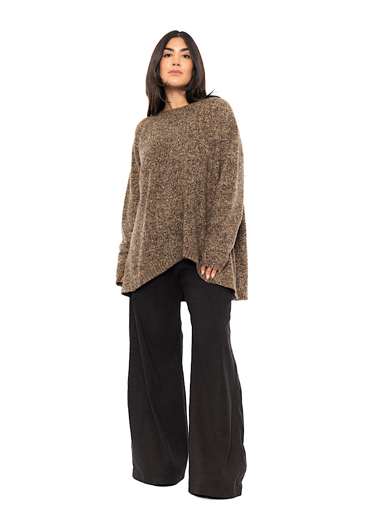 MÉLANGE KNIT ASYMMETRIC PULLOVER