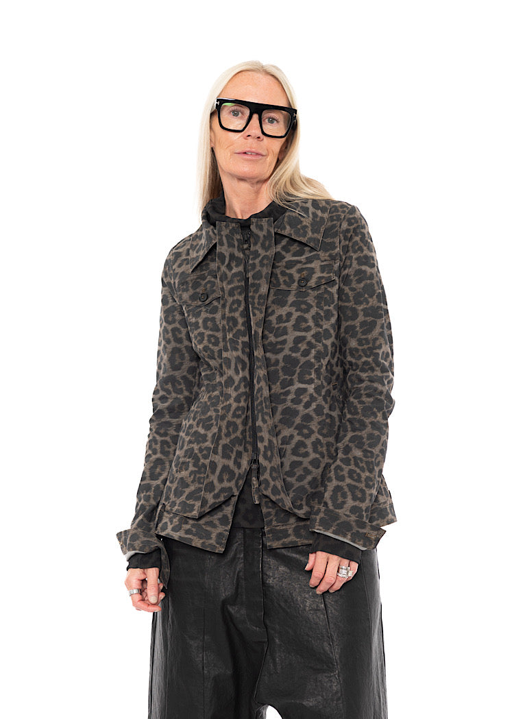 LEOPARD PRINT STRETCH JACKET