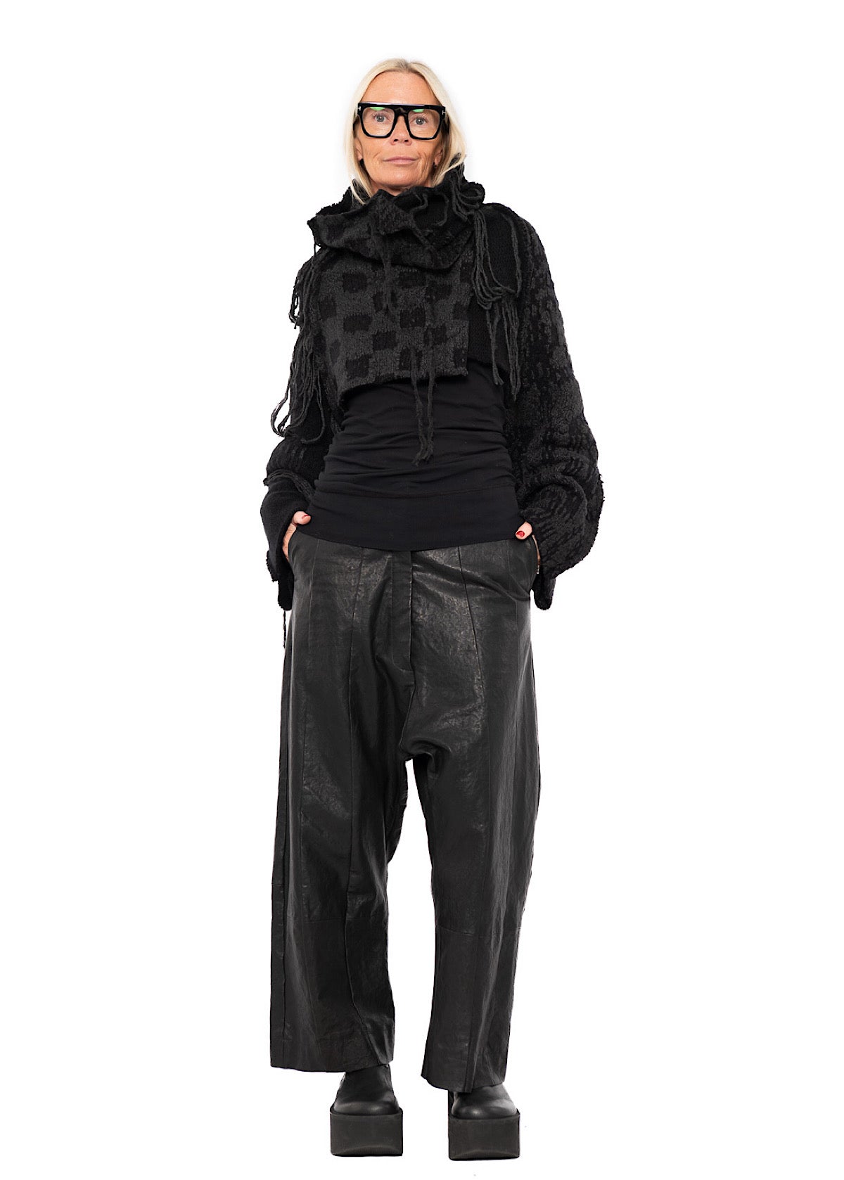 CROPPED TAPESTRY KNIT PULLOVER