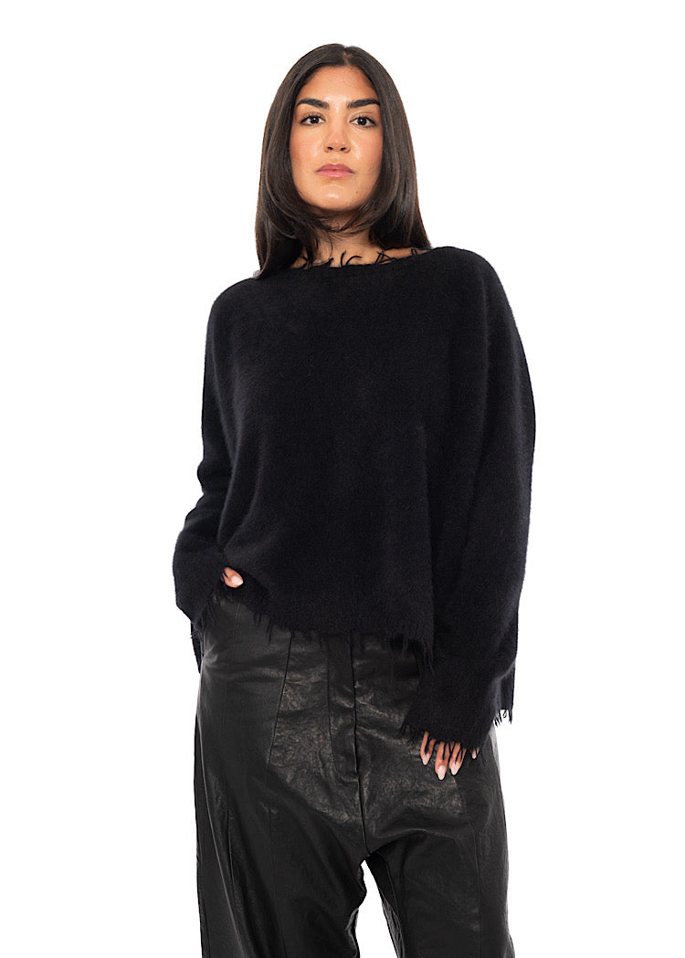 RELAXED FRAYED KNIT PULLOVER