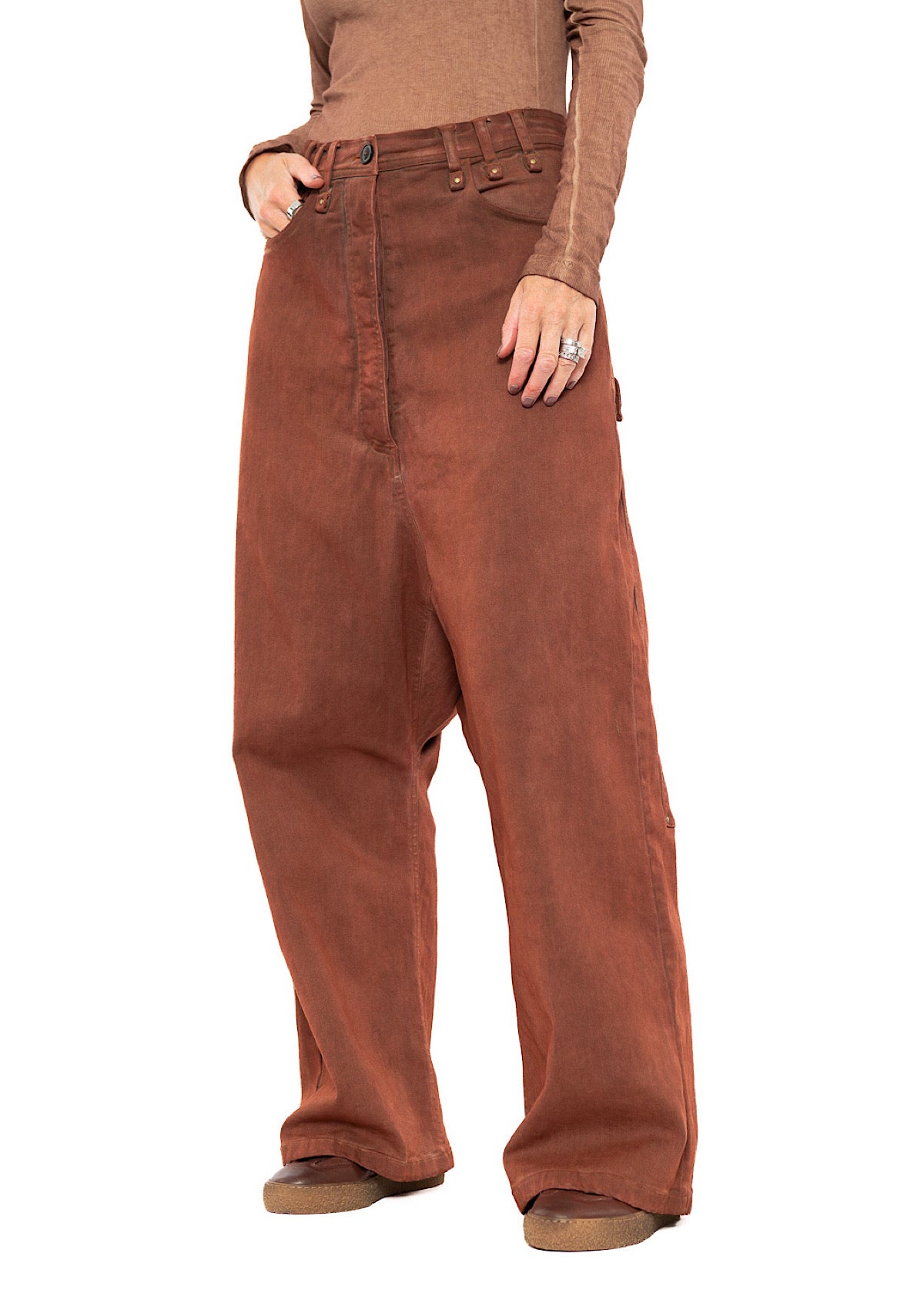 GARMENT-DYED WIDE-LEG DENIM TROUSER