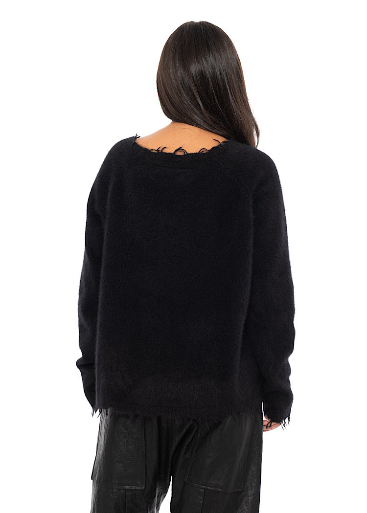 RELAXED FRAYED KNIT PULLOVER