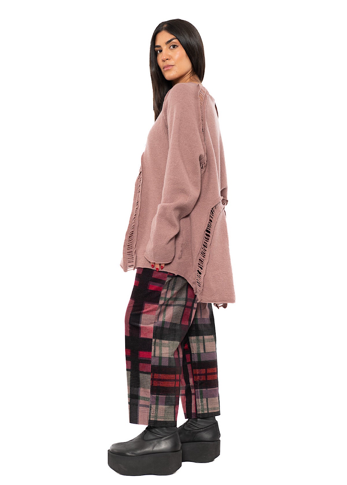 BOILED WOOL LADDER STITCH TUNIC