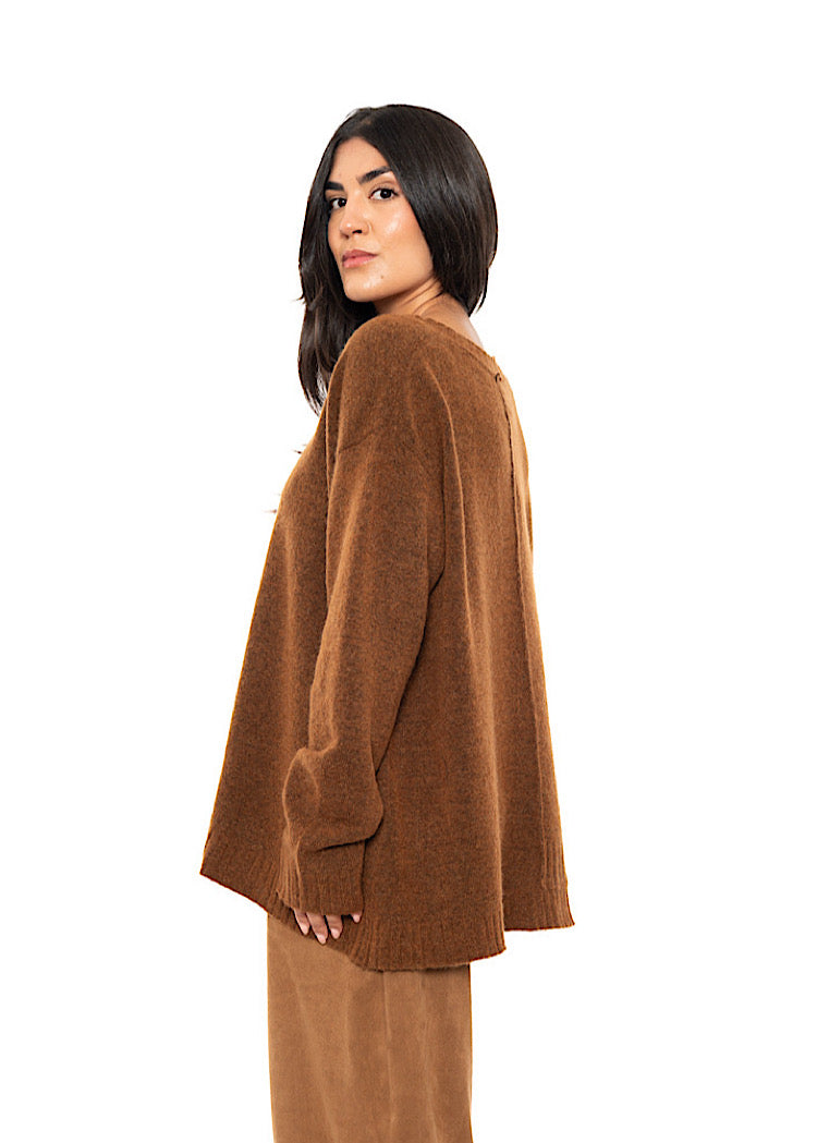 BRUSHED MÉLANGE KNITTED PULLOVER