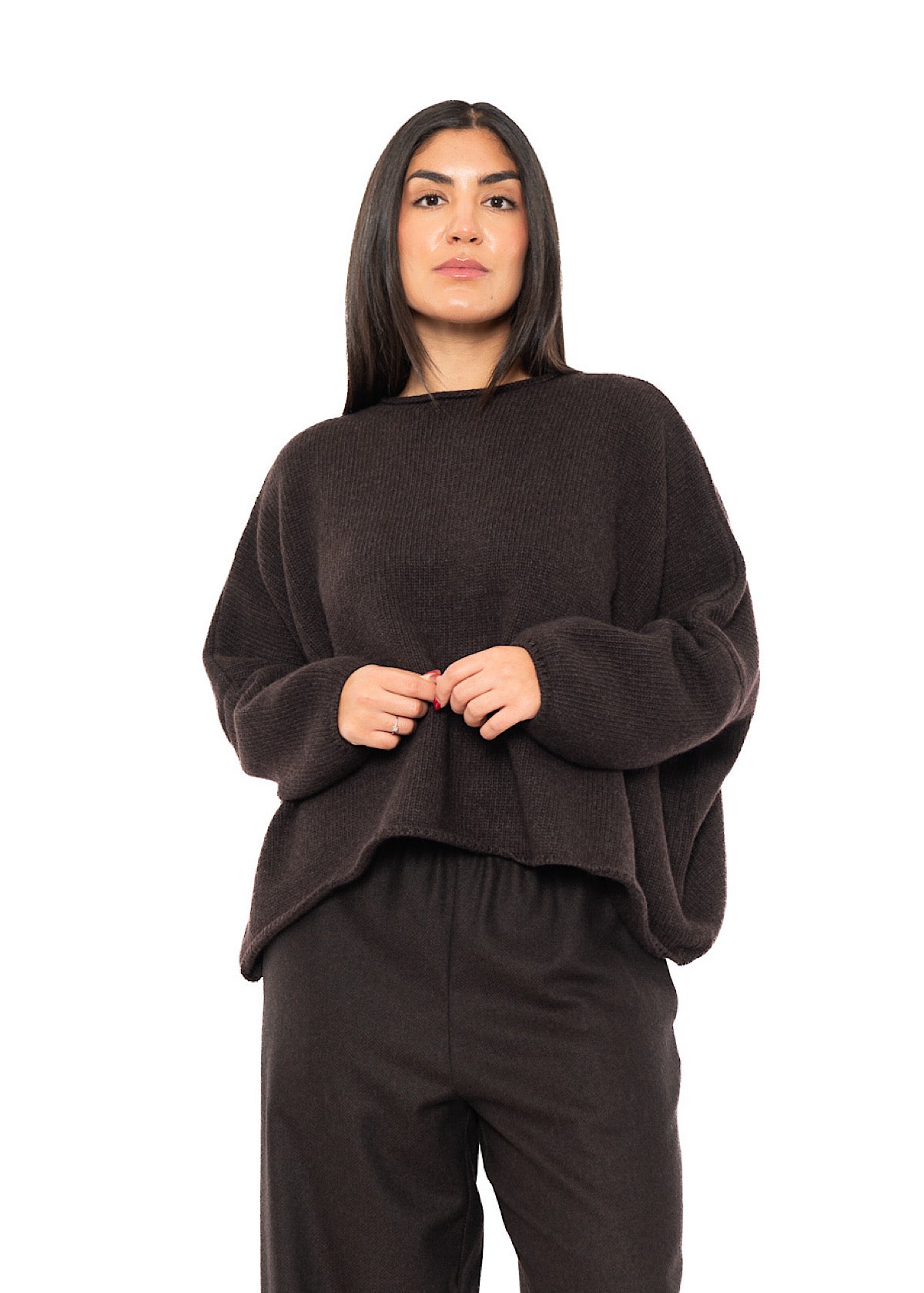 CROPPED CASHMERE BLEND FAUSTA PULLOVER